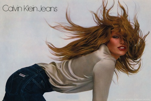 1979 Ad Campaign for Calvin Klein Jeans with Patti Hansen as model.