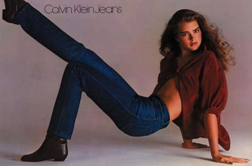 1980 Ad Campaign for Calvin Klein Jeans with Brooke Shields as model.